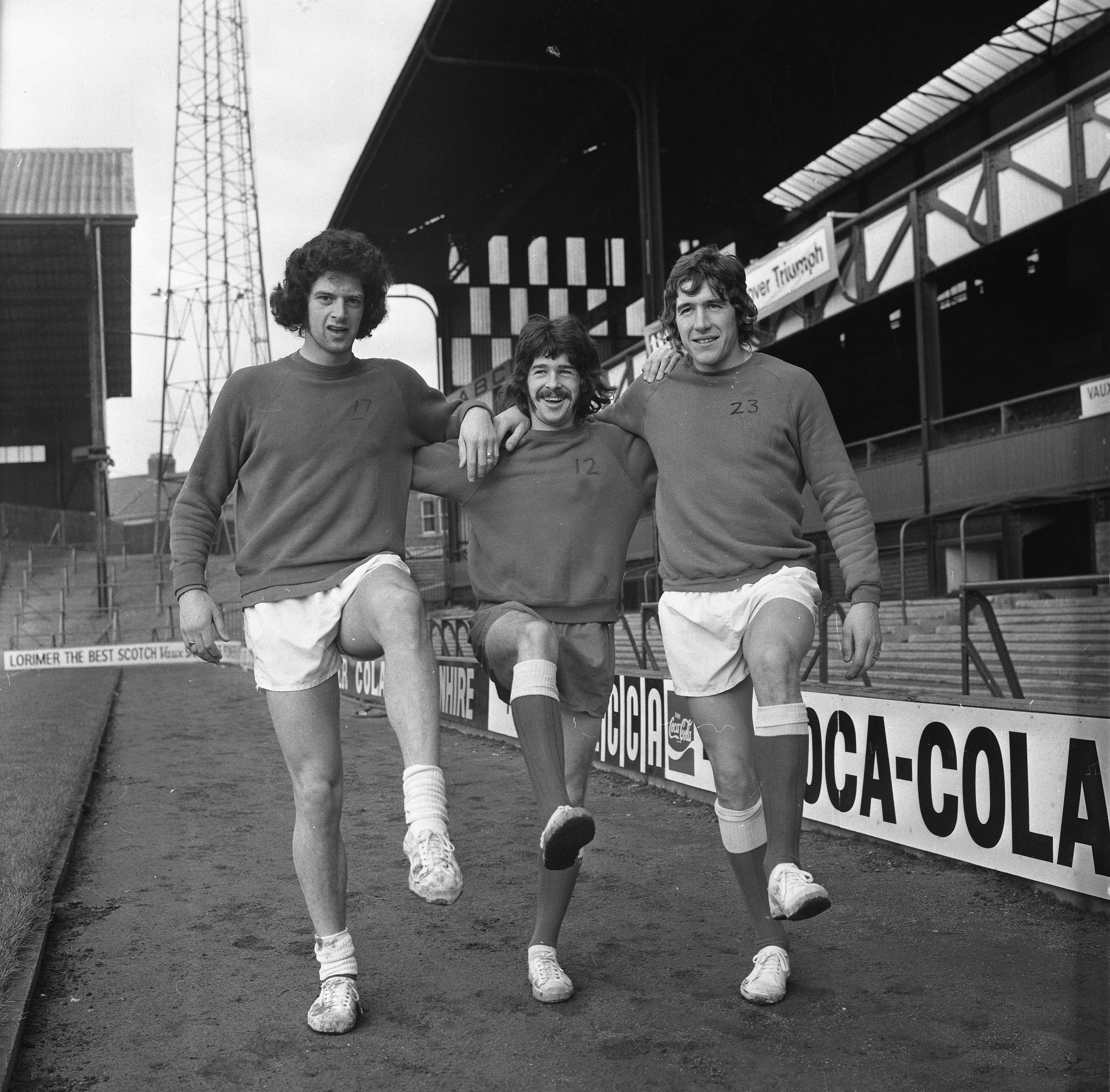 A trio of Sunderland stars in warm-up action during the 1960s.