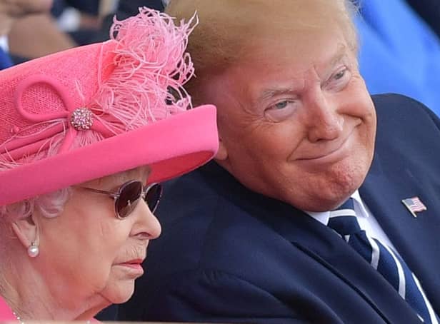 <p>The Queen with then US President Donald Trump on the 75th anniversary of the D-Day landings. Credit: DANIEL LEAL/AFP via Getty Images)</p>