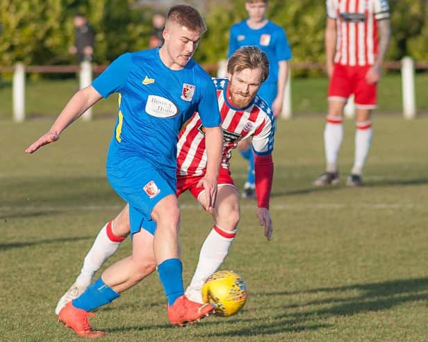 Sunderland RCA (in blue) take on Seaham Red Star in an Ebac Northern League Division One clash in February 2023 (photo Simon Mears)