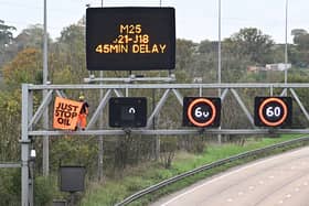 Just Stop Oil protests on overhead gantries brought traffic to a standstill on the M25 across four days in November 2022(Photo by Leon Neal/Getty Images)