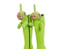 Christian Cowan's latest footwear are a homage to Dipsy -  the bright green character from the 90s children's show.