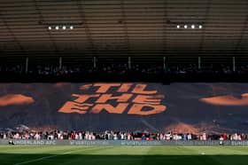 Sunderland fans display a banner