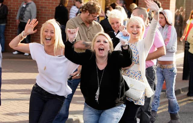 These fans couldn't wait to get to the venue for the 2009 visit of Take That to Sunderland.