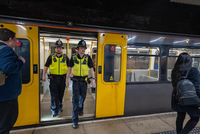 Northumbria Police patrolling the Metro system.