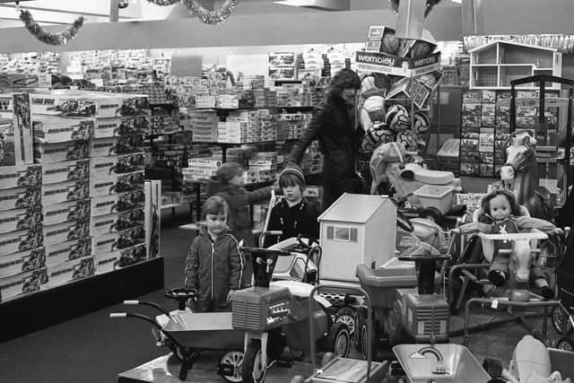 Browsing through the Binns toy department in 1980. Which toy did you have your eye on from the display?