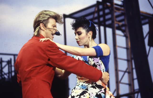 David Bowie in concert at Roker Park in 1987.
