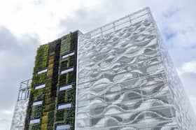 The new multi storey car park featuring two living walls.