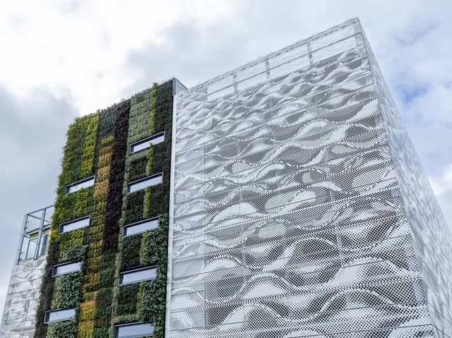 The new multi storey car park featuring two living walls.