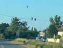 Balloons in the sky before the fatal incident above Ombersley Court, Worcester