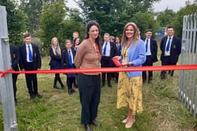 Frances Tophill joins headteacher Jill Dodd to open the school's new Forest School.