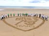 Watch as a giant love heart is created on Seaburn beach in Sunderland to celebrate 75th birthday of the NHS