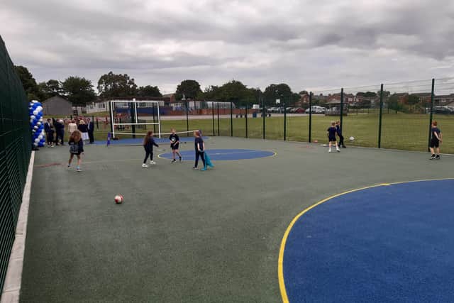 The new £50,000 multi use games area at East Boldon Junior School.
