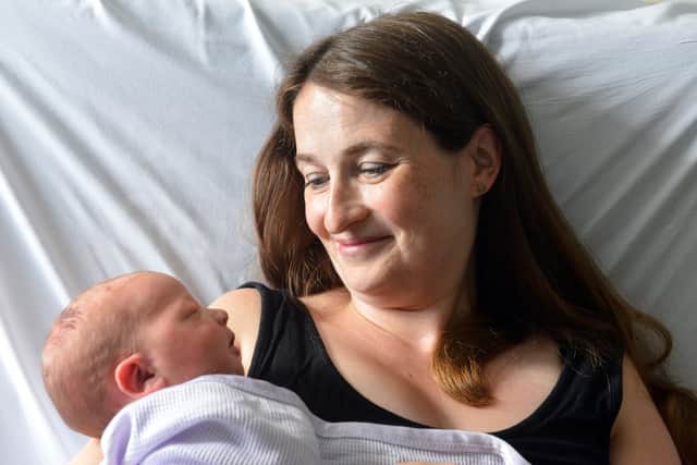Sarah Peacock and her new baby boy