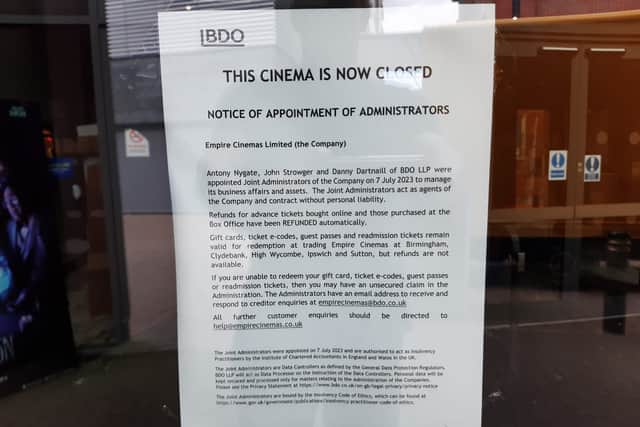 A notice on the door of Sunderland's Empire cinema which closed with immediate effect today. (Pic: National World)