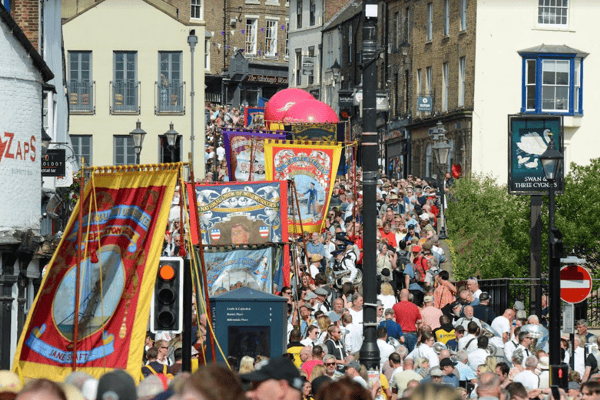Some of the many banners at the Durham Miners' Gala 2023 (Photo: North and News Pictures)