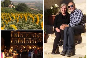 Greg and Sandra Perry who swapped Sunderland for Italy - the country which is baking in a 100-plus degrees heatwave.