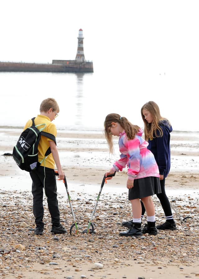 Pupils taking part in the beach clean. Picture by Sunderland City Council.