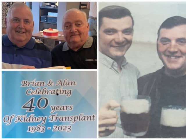 Brian and Alan Hodgson on the 40th anniversary of the day Brian gave Alan one of his kidneys.