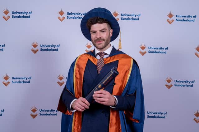 Jordan North after receiving an honorary fellowship from the University of Sunderland.