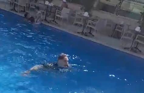 Jacob enjoying a swim on holiday.