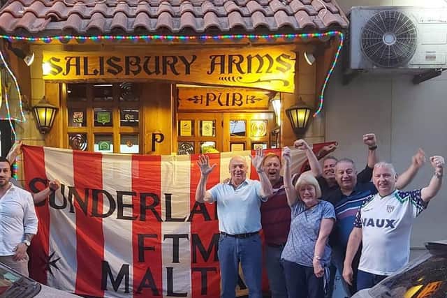 Haway the Lads: Sunderland fans at the Salisbury Arms in Sliema, Malta.