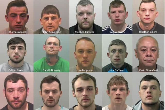 15 men wanted by Northumbria Police.