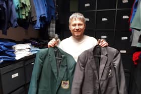 Building Blocks Day Centre founder, Lee Nicholson, with some of the pre-loved school uniform items.