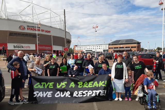 The Give Us A Break respite care campaign were at the Stadium of Light gathering signatures for their petition.