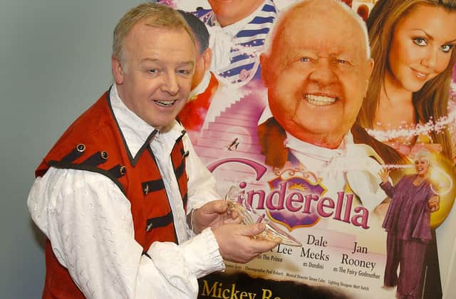 Les Dennis with the glass slipper at the Empire Theatre in 2007.