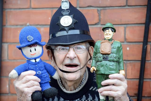 Bill Ford pictured in 2019, reliving his days as a local performer when he would entertain the children of police officers at Christmas.