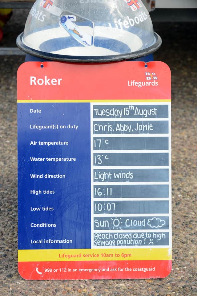The sign at Roker Beach today.