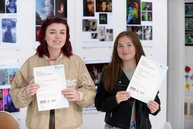 BTEC student Victoria Rooks (left) received a triple distinction in music and Emily Brown received a triple distinction in sport. 