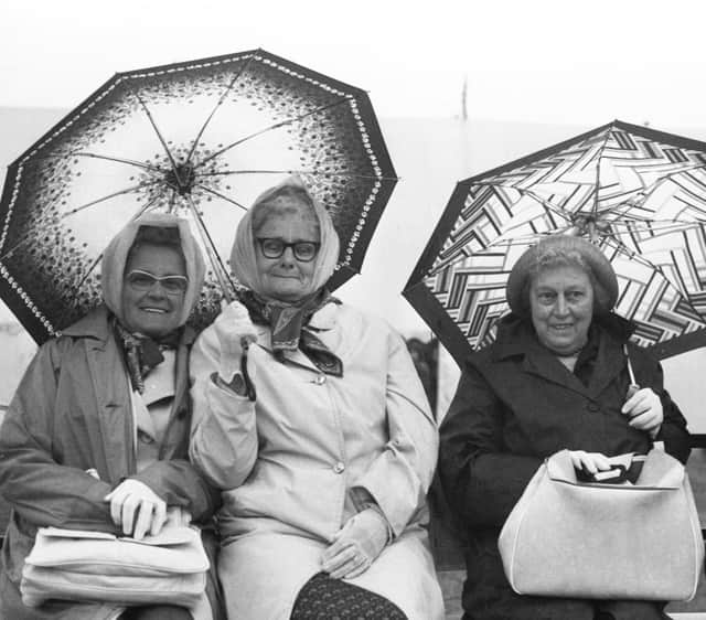 Sheltering from the rain in 1978