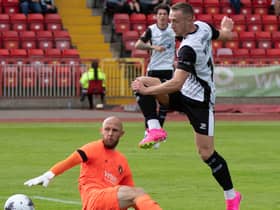 Gateshead forward Stephen Wearne scored the second goal in his hat-trick in a 4-1 win against Ebbsfleet United (photo Charlie Waugh)