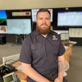 Matthew Noble pictured in the TWFRS Control Room at Service Headquarters in Washington.   Picture c/o TWFRS.
