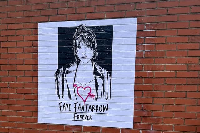 Kathryn Robertson's artwork of Faye Fantarrow in High Street West 