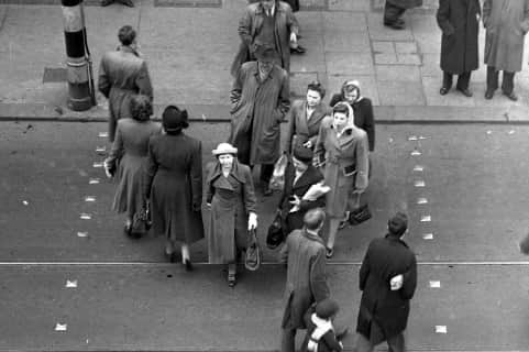 A pedestrian crossing in Sunderland in 1949.
