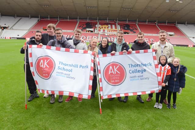 Autistic children and youngsters at the Stadium of Light. 