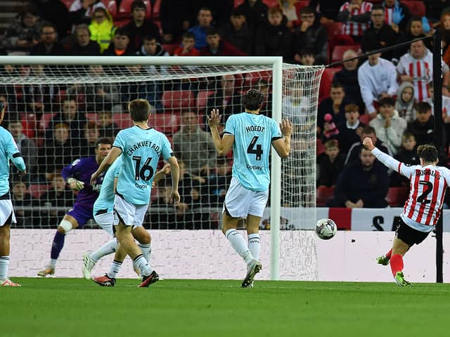 Niall Huggins scores his first Sunderland goal