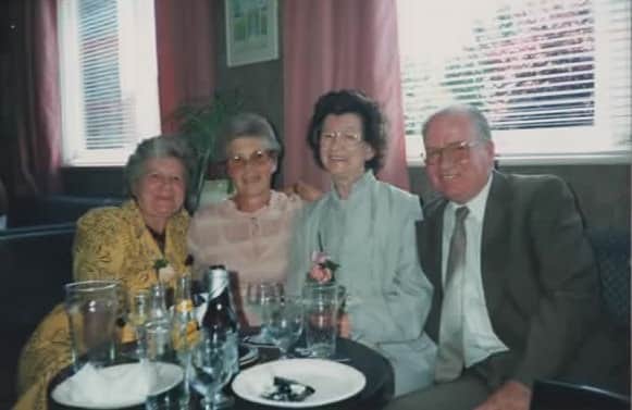 A family gathering in 1990. Right to left, Ellender's sister Margaret, sister in law Audrey and brother George.