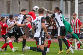 Action from Gateshead’s 2-0 home defeat against National League rivals Altrincham (photo Charlie Waugh)