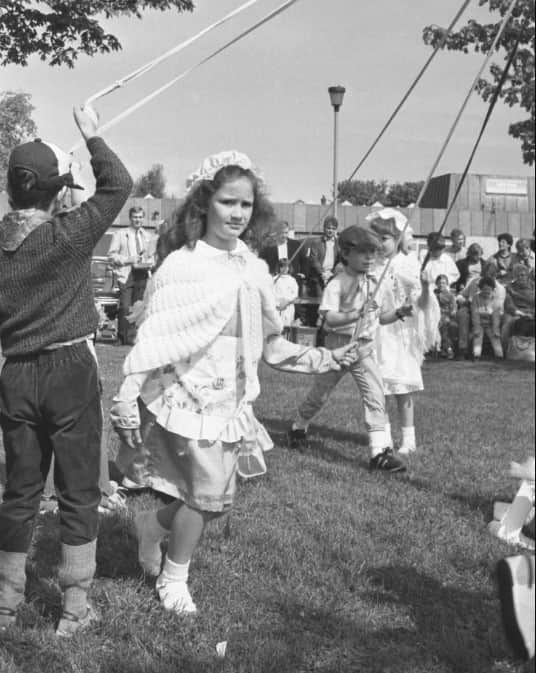 Hetton Lyons Primary School children upholding the tradition of Maypole dancing in the 1980s.