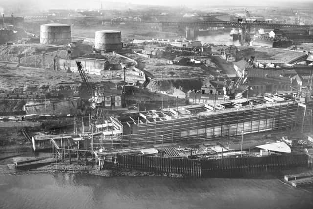 An aerial view of industrial Wearside in its shipbuilding days.
