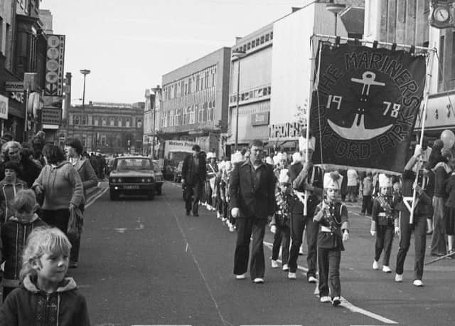 Notarianni's on the left as the Santa parade passes through Sunderland in October 1978.