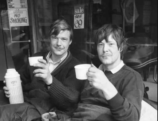An early morning cuppa for brothers Steven, left and David Stoker
