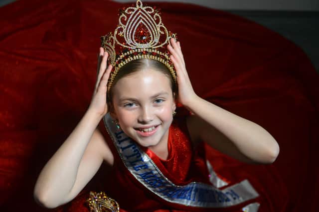 Quinn Lux-Lownie after being crowned Little Miss Teen Great Britain.