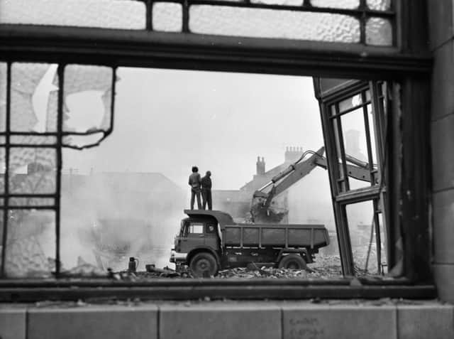 A November 1973 view of demolition work being carried out in preparation for Sunderland's new multi purpose sports centre.