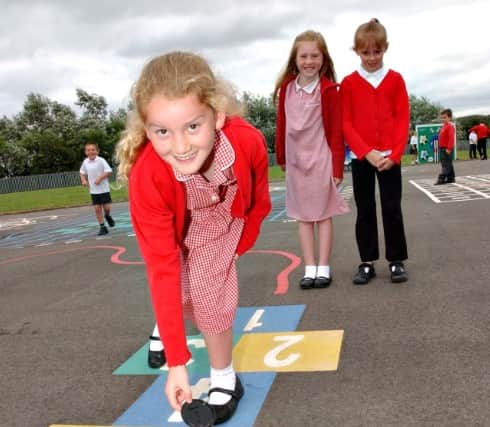 Good to see hopscotch still being played at Richard Avenue Primary School in 2005.