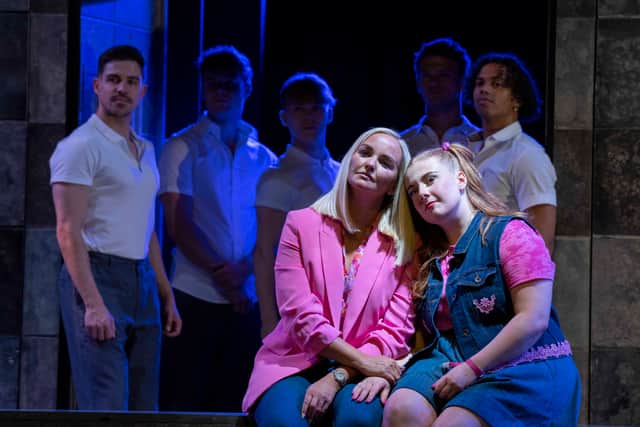 Jennifer Ellison and Olivia Hallett as adult and young Rachel. Photo by Alastair Muir