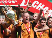 Jody Craddock lifts the Championship trophy. He was captain of the Wolves side that won the league in 2009. (Photo by Bryn Lennon/Getty Images)